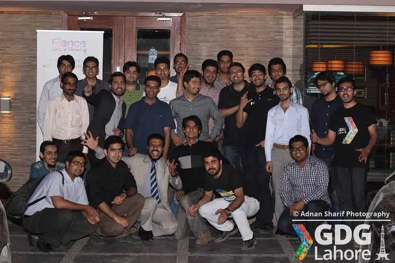 Group photo at a GDG Lahore evening meetup